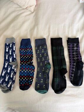 Men's Mixed Pattern Dress Socks - Navy, Blue, Gray, Black, Purple